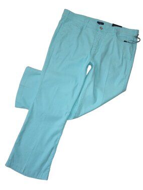 NWT Not Your Daughter's Jeans NYDJ Wylie in Aqua Splash Linen Trouser Pants 16P